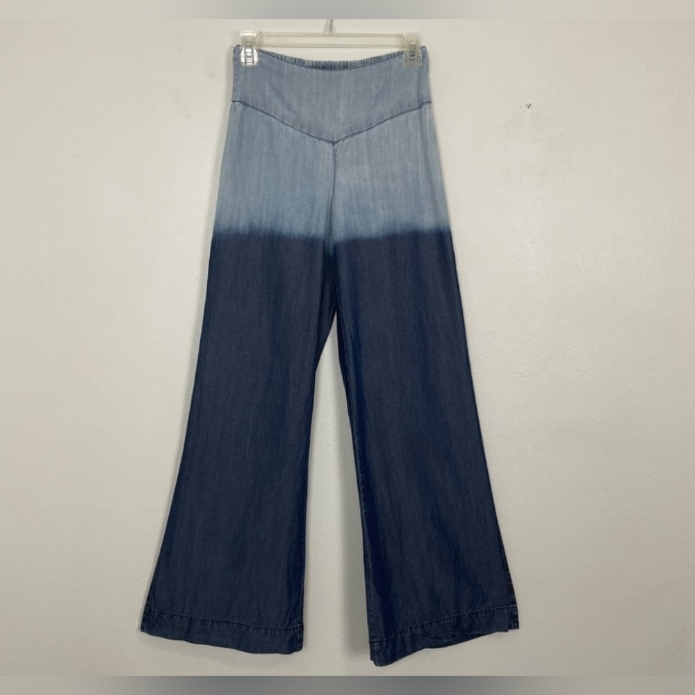 C Est 1946 Pull-on Wide Leg Dip Dye Tencel Denim Pants | Elastic Waist | Size XS